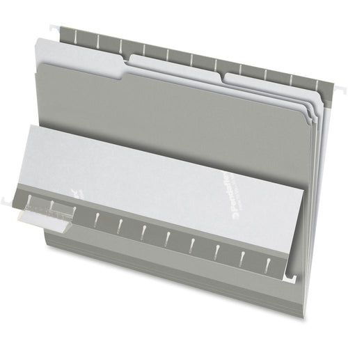 Pendaflex 1/3 Tab Cut Letter Recycled Top Tab File Folder - 8 1/2'' x 11'' - Gray - 10% Recycled - 100 / Box
