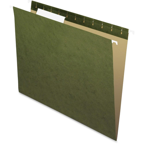 Pendaflex Essentials 1/3 Tab Cut Letter Recycled Hanging Folder - 8 1/2'' x 11'' - Standard Green - 100% Recycled - 25 / Box