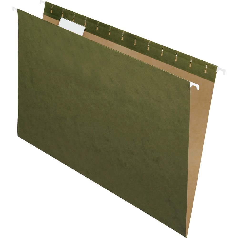 Pendaflex Essentials 1/5 Tab Cut Legal Recycled Hanging Folder - 8 1/2'' x 14'' - Standard Green - 100% Recycled - 25 / Box