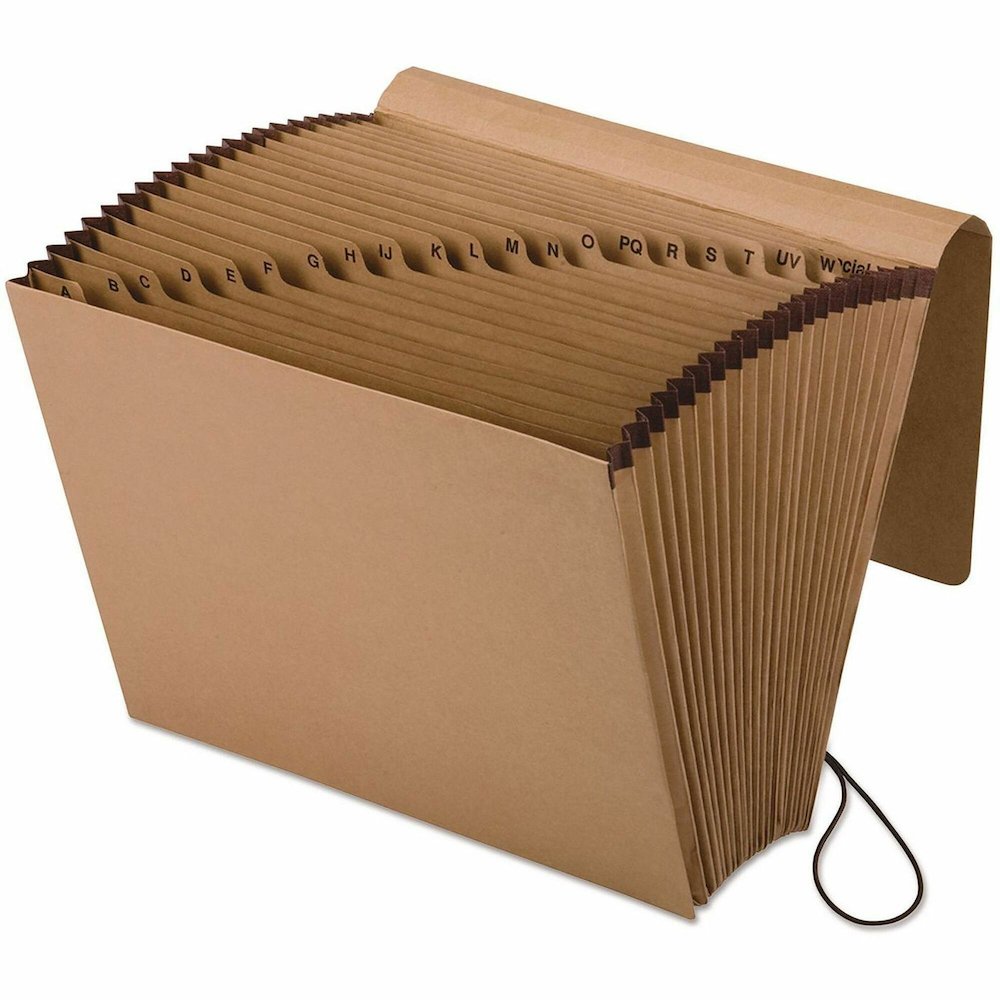 Pendaflex Essentials Letter Expanding File - 8 1/2'' x 11'' - 7/8'' Expansion - 21 Pocket - Kraft, Tyvek - Brown - Reinforced Gusset, Elastic Closure - 0% Recycled - 1 Each