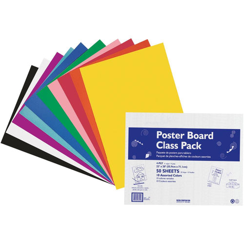 Pacon Poster Board Class Pack - Board and Banner - 22''Width x 28''Length - 50 / Carton - Assorted