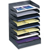 Safco Slanted Shelves Steel Desk Tray Sorter - 8 Tier(s) - Desktop - Durable - Powder Coated - Black - Steel - 1 Each