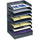 Safco Slanted Shelves Steel Desk Tray Sorter - 8 Tier(s) - Desktop - Durable - Powder Coated - Black - Steel - 1 Each