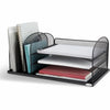 Safco Onyx 3 Tray/3 Upright Section Desk Organizer - 5 Compartment(s) - 8.25'' Height x 19.50'' Width x 11.50'' Depth - Desktop - Powder Coated - Black - Steel - 1 Each