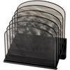 Safco Onyx Wire Mesh Desktop Organizer - 5 Compartment(s) - 1'' - 12'' Height x 11.3'' Width x 7.3'' DepthDesktop - Powder Coated - Black - Steel - 1 Each