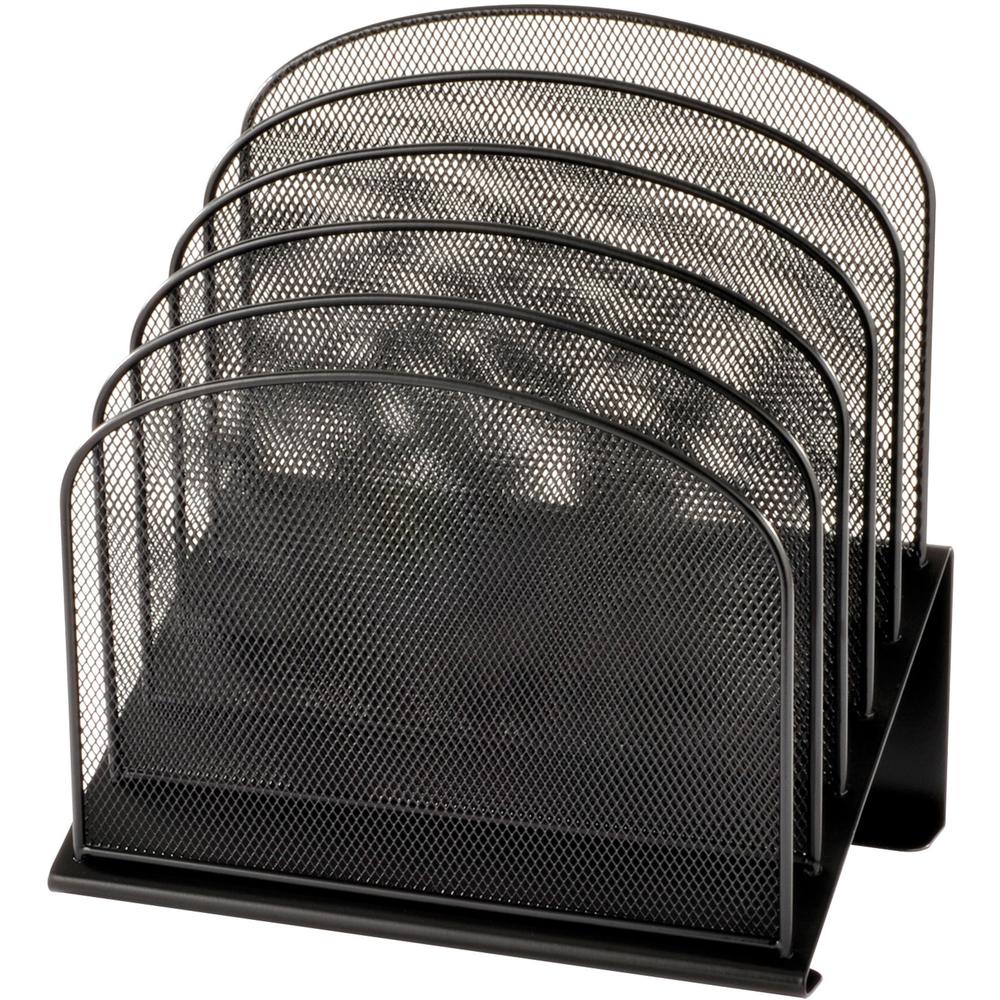 Safco Onyx Wire Mesh Desktop Organizer - 5 Compartment(s) - 1'' - 12'' Height x 11.3'' Width x 7.3'' DepthDesktop - Powder Coated - Black - Steel - 1 Each