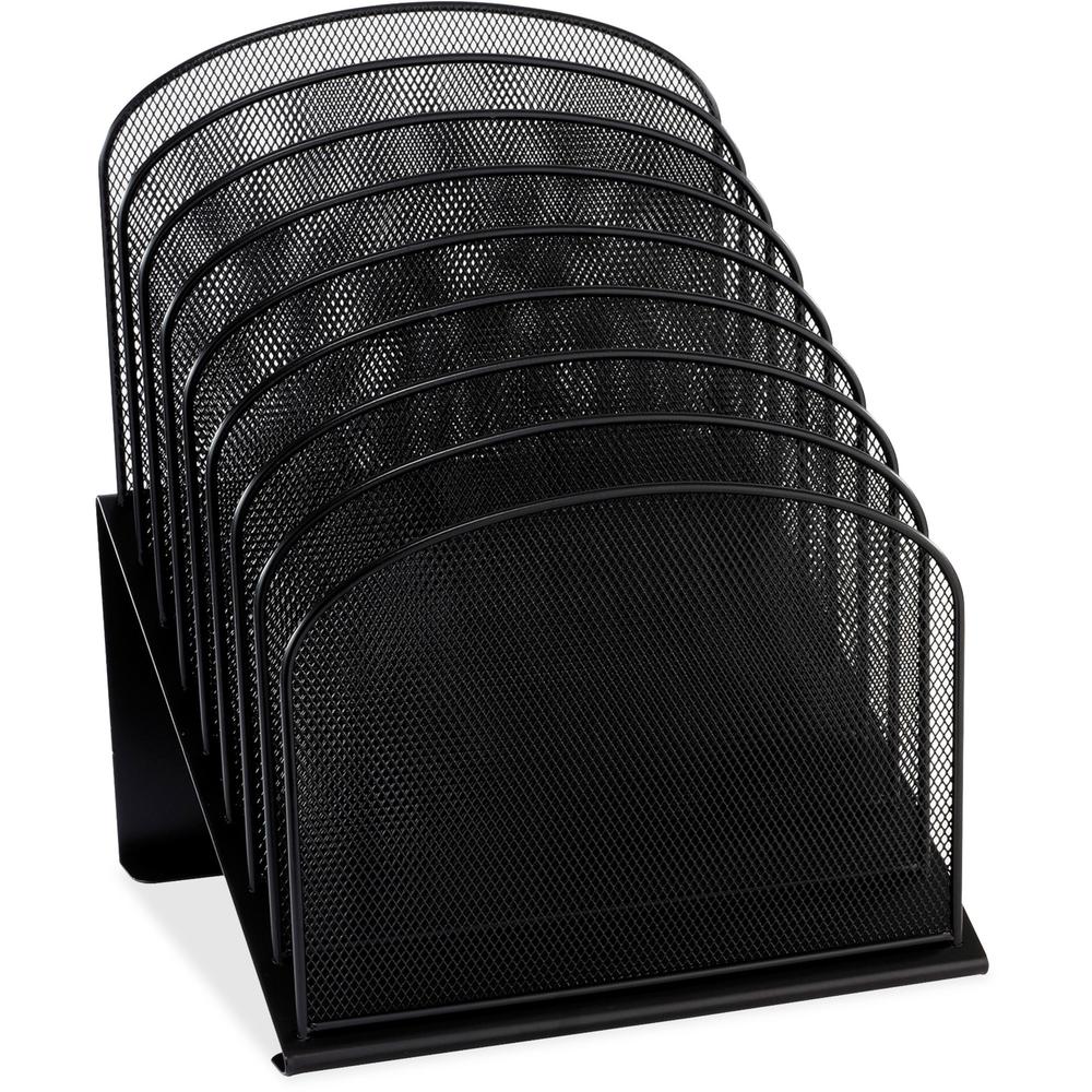 Safco Onyx Wire Mesh Desktop Organizer - 8 Compartment(s) - 1'' - 14'' Height x 11.8'' Width x 10.8'' DepthDesktop - Powder Coated - Black - Steel - 1 Each