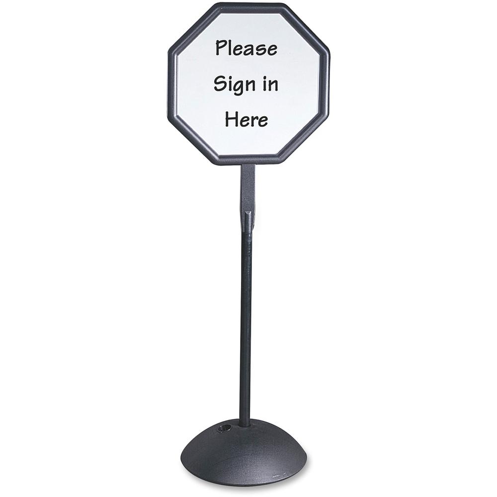 Safco Write Way Dual-sided Directional Sign - 1 Each - 22.5'' Width x 65'' Height x 18'' Depth - Octagonal Shape - Both Sides Display, Magnetic, Durable - Steel - Indoor, Outdoor, Office - Black