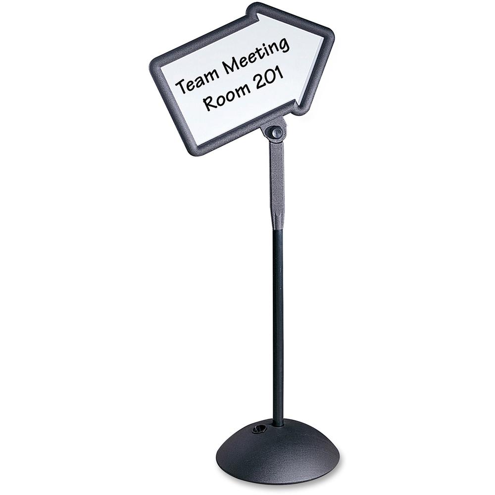 Safco Write Way Dual-sided Directional Sign - 1 Each - 18'' Width x 64.3'' Height x 25'' Depth - Arrow Shape - Both Sides Display, Magnetic, Durable - Steel - Indoor, Outdoor, Office - Black