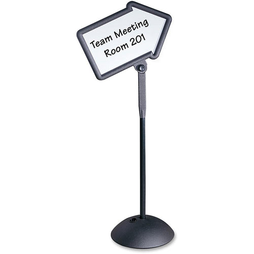 Safco Write Way Dual-sided Directional Sign - 1 Each - 18'' Width x 64.3'' Height x 25'' Depth - Arrow Shape - Both Sides Display, Magnetic, Durable - Steel - Indoor, Outdoor, Office - Black