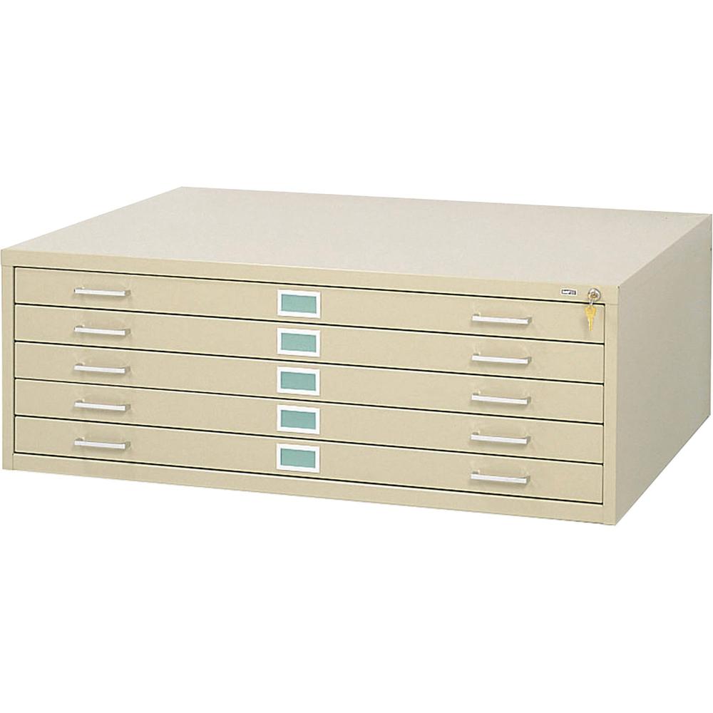 Safco 5-Drawer Steel Flat File - 46.5'' x 35.5'' x 16.5'' - 5 x Drawer(s) for File - Stackable - Tropic Sand - Powder Coated - Steel - Recycled