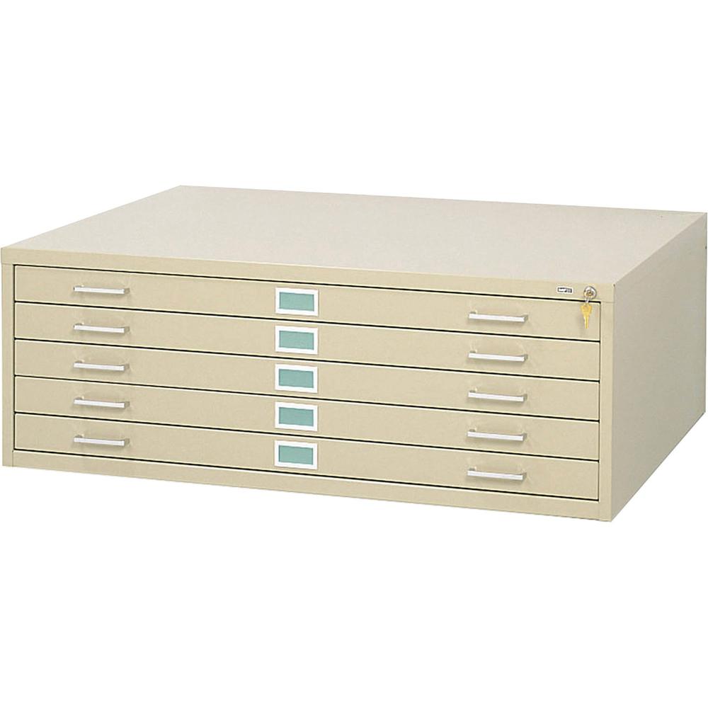 Safco 5-Drawer Steel Flat File - 41.4'' x 16.5'' x 53.4'' - 5 x Drawer(s) for File - Stackable - Tropic Sand - Powder Coated - Steel - Recycled