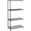 Safco Industrial Wire Shelving Add-On Unit - 48'' x 18'' x 72'' - 4 x Shelf(ves) - 1000 lb Load Capacity - Leveling Glide, Adjustable Leveler, Adjustable Feet, Dust Proof - Black - Powder Coated - Steel,