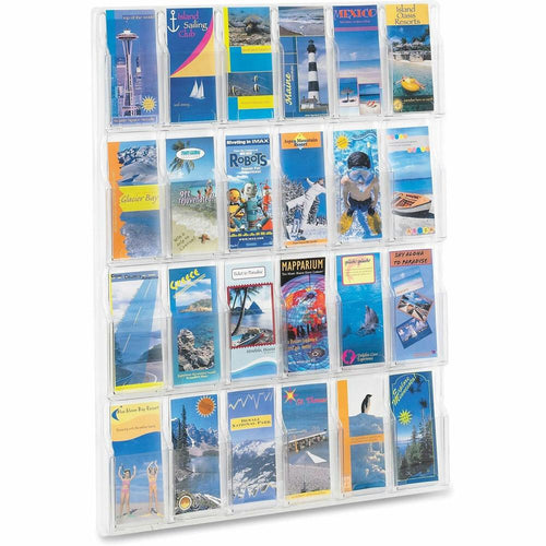 Safco 24-Pamphlet Display Rack - 24 Pocket(s) - 41'' Height x 30'' Width x 2'' Depth - Break Resistant - Clear - Plastic - 1 Each