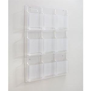 Safco 9-Pocket Magazine/Literature Display Rack - 9 Pocket(s) - 36.88'' Height x 30'' Width x 2'' Depth - Break Resistant - Clear - Plastic - 1 Each