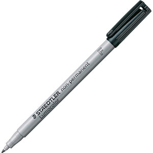 Staedtler Lumocolor Fine Point Waterbased Marker - Fine Marker Point - Black Water Based Ink - Black Polypropylene Barrel - 10 / Box
