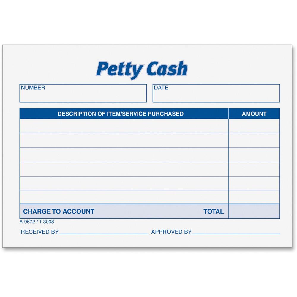 TOPS Received of Petty Cash Forms - 50 Sheet(s) - 5'' x 3.50'' Sheet Size - White - White Sheet(s) - 12 / Pack