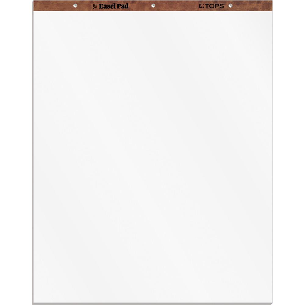 TOPS Plain Paper Easel Pads - 50 Sheets - Plain - 16 lb Basis Weight - 27'' x 34'' Sheet Size - White Paper - Perforated, Bond Paper, Leatherette Head Strip - 2 / Carton