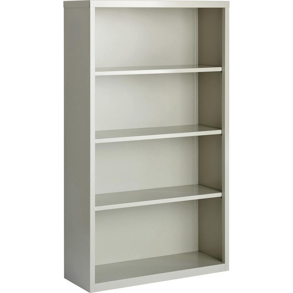 Lorell Fortress Series Bookcase - 34.5'' x 13'' x 60'' - 4 x Shelf(ves) - Light Gray - Powder Coated - Steel - Recycled