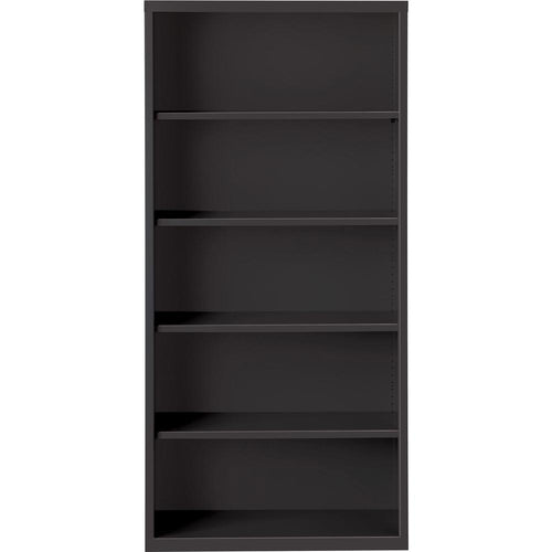 Lorell Fortress Series Bookcase - 34.5'' x 13'' x 72'' - 5 x Shelf(ves) - Black - Powder Coated - Steel - Recycled