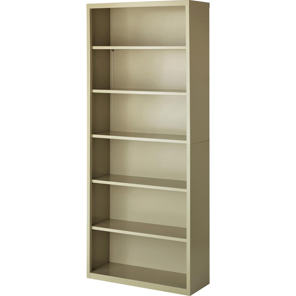 Lorell Fortress Series Bookcase - 34.5'' x 13'' x 82'' - 6 x Shelf(ves) - Putty - Powder Coated - Steel - Recycled