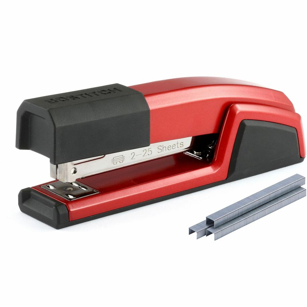 Bostitch Epic Antimicrobial Office Stapler - 25 Sheets Capacity - 210 Staple Capacity - Full Strip - 1 Each - Red