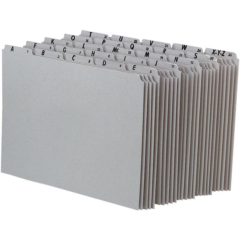 Pendaflex Gray Alphabetical File Guide Set - Printed Tab(s) - Character - A-Z - 0.50'' Tab Height - Letter - 8.50'' Width x 11'' Length - Gray Pressboard Divider - 65% Recycled - Durable, Acid-free, Stur