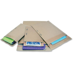 Jiffy Mailer Padded Self-seal Mailers - Multipurpose - #0 - 6'' Width x 10'' Length - Self-sealing Flap - Kraft - 25 / Carton - Natural Kraft, Satin Gold