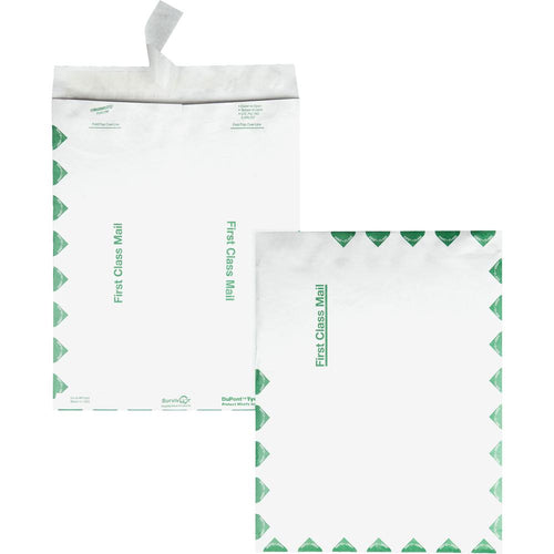Survivor 6 x 9 DuPont Tyvek First Class Border Catalog Mailers with Self-Seal Closure - First Class Mail - #1 - 6'' Width x 9'' Length - 14 lb - Peel & Seal - Tyvek - 100 / Box - White - SURVIVOR
