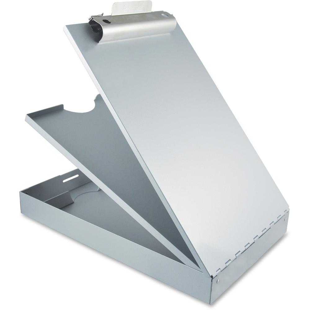Saunders Cruiser Mate Form Holder with Storage - 1'' Clip Capacity - Storage for Stationary - 8 1/2'' x 12'' - Aluminum - Silver - 1 Each