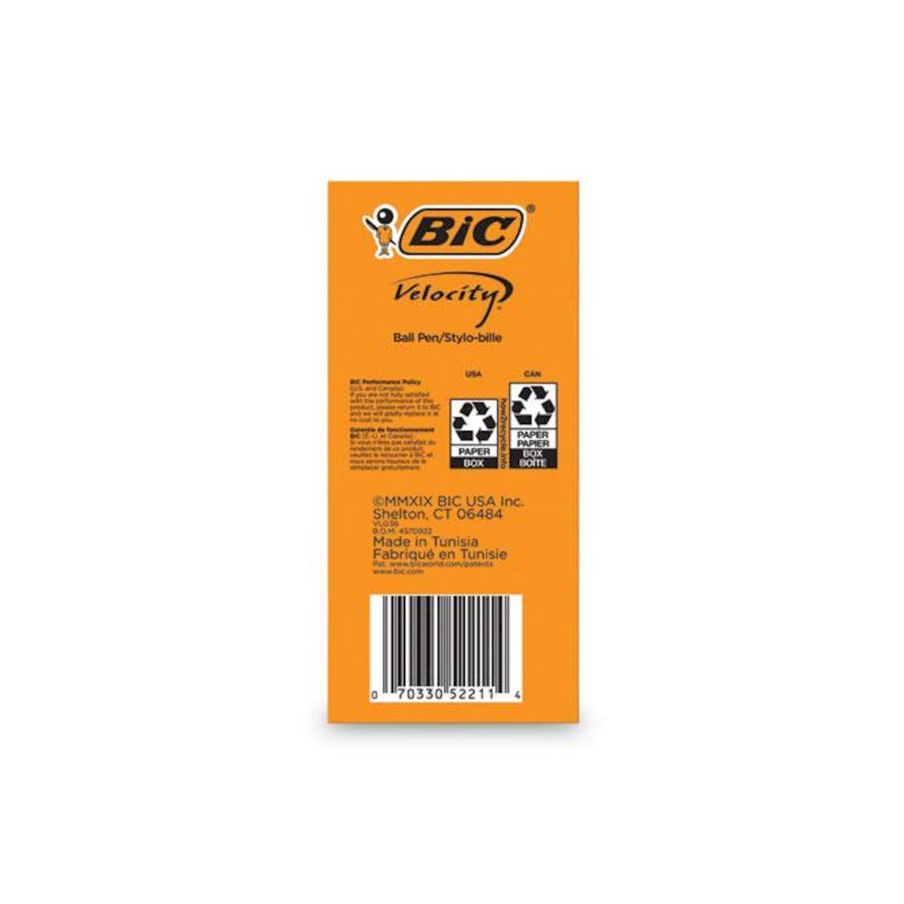 Velocity Easy Glide Ballpoint Pen Value Pack, Retractable, Medium 1 mm, Blue Ink, Translucent Blue Barrel, 36/Pack - BIC