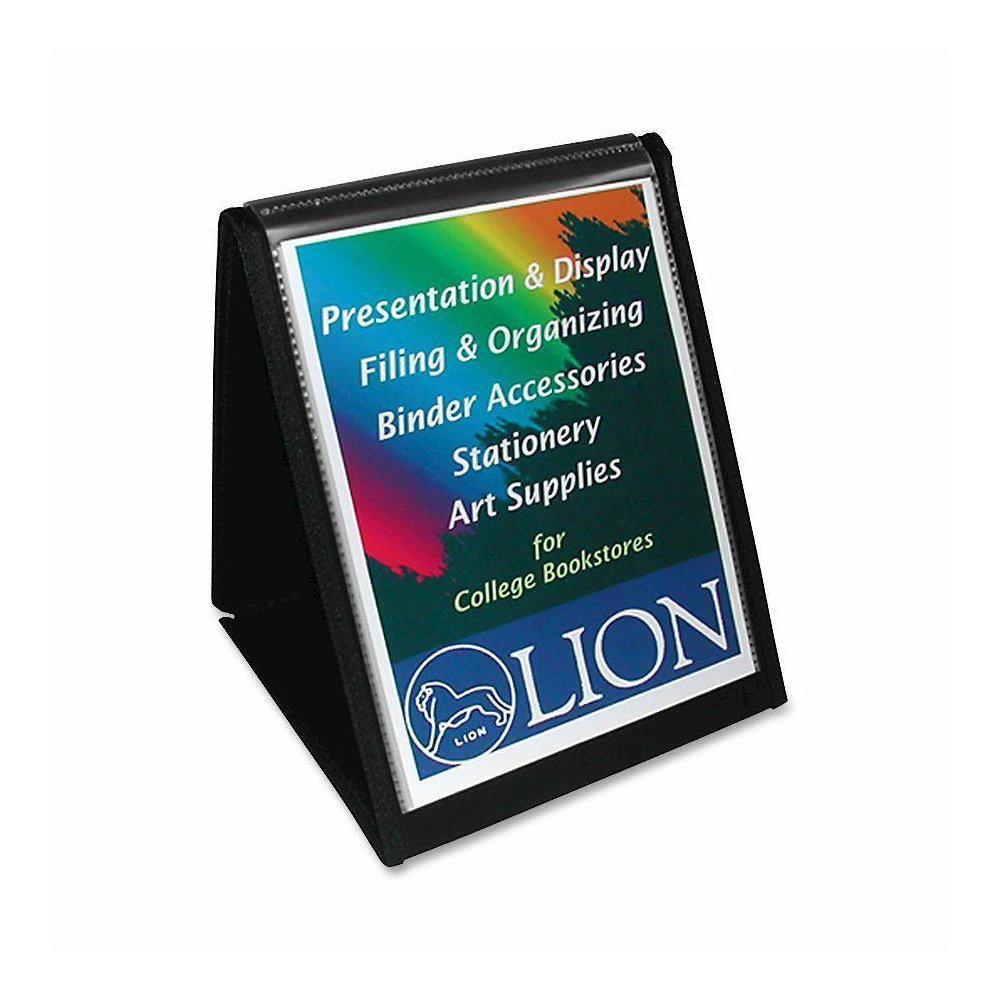 Lion Flip-N-Tell Display Easel Books - Letter - 8 1/2'' x 11'' Sheet Size - 40 Sheet Capacity - 20 Pocket(s) - Polypropylene - Black - 1.04 lb - Recycled - Non-stick, Acid-free, Lightweight, Reinforced