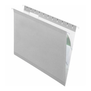 Pendaflex 1/5 Tab Cut Letter Recycled Hanging Folder - 8 1/2'' x 11'' - 11 pt. - Gray - Reinforced, Perforated - 10% Recycled - 25 / Box