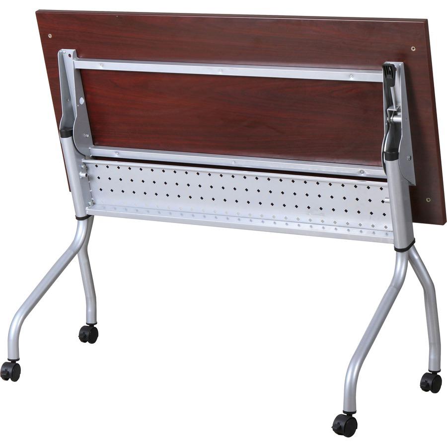 Lorell Flip Top Training Table - Rectangle Top - Four Leg Base - 4 Legs x 23.60'' Table Top Width x 60'' Table Top Depth - 29.50'' Height x 59'' Width x 23.63'' Depth - Assembly Required - Mahogany - Nylon
