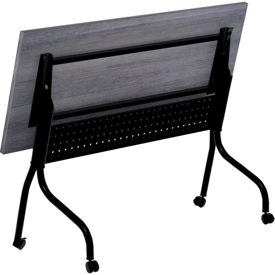 Lorell Flip Top Training Table - Charcoal Rectangle, Melamine Top - Black Four Leg Base - 4 Legs x 60'' Table Top Width x 23.60'' Table Top Depth - 29.50'' Height - Melamine - 1 Each