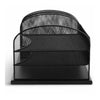 Safco Onyx 3 Tray/3 Upright Section Desk Organizer - 5 Compartment(s) - 8.25'' Height x 19.50'' Width x 11.50'' Depth - Desktop - Powder Coated - Black - Steel - 1 Each