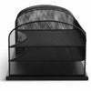 Safco Onyx 3 Tray/3 Upright Section Desk Organizer - 5 Compartment(s) - 8.25'' Height x 19.50'' Width x 11.50'' Depth - Desktop - Powder Coated - Black - Steel - 1 Each