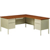Lorell Fortress Series 66'' Right-Pedestal Desk - Oak Laminate Rectangle Top - 30'' Table Top Length x 66'' Table Top Width x 1.13'' Table Top Thickness - 29.50'' Height - Assembly Required - Oak, Putty -