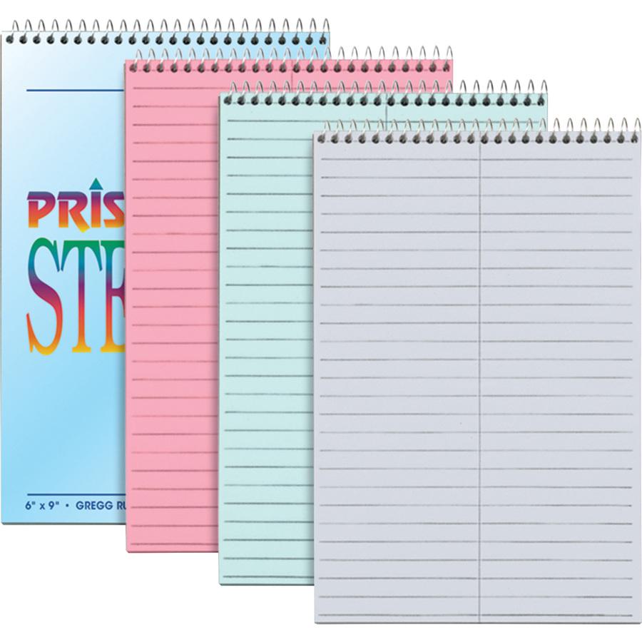 TOPS Prism Steno Books - 80 Sheets - Wire Bound - Gregg Ruled Margin - 6'' x 9'' - Orchid Paper - Perforated, Stiff-back, WireLock - 4 / Pack
