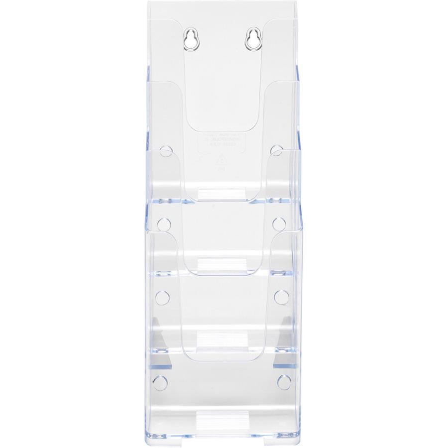 Deflecto Multi-Compartment DocuHolder - 4 Pocket(s) - 4 Tier(s) - 10'' Height x 4.9'' Width x 8'' DepthDesktop - Leaflet Size - Clear - Plastic - 1 Each - deflecto