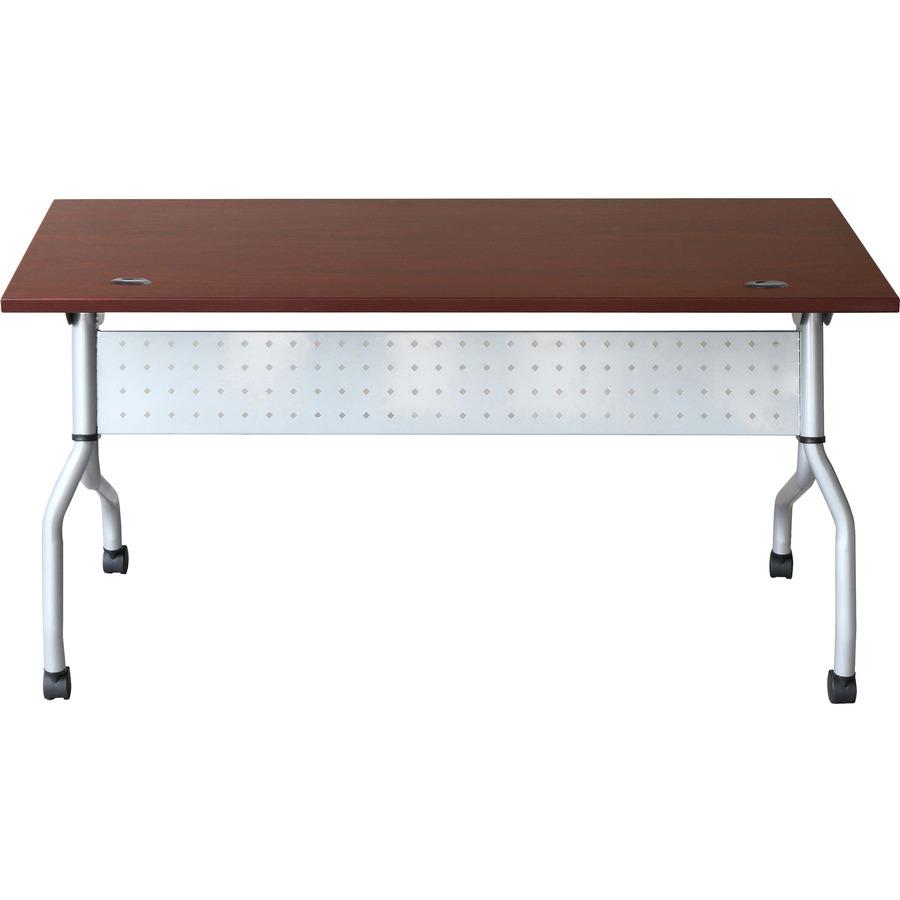 Lorell Flip Top Training Table - Rectangle Top - Four Leg Base - 4 Legs x 23.60'' Table Top Width x 60'' Table Top Depth - 29.50'' Height x 59'' Width x 23.63'' Depth - Assembly Required - Mahogany - Nylon