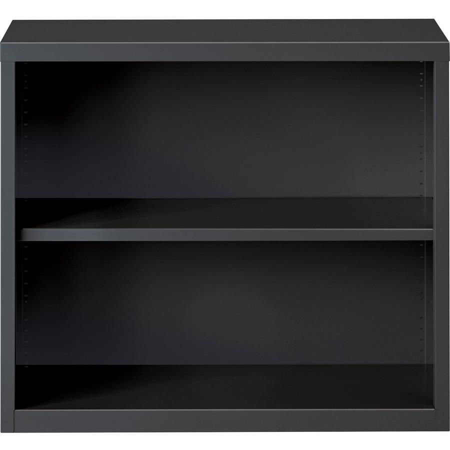 Lorell Fortress Series Bookcase - 34.5'' x 12.6''30'' - 2 Shelve(s) - Material: Steel - Finish: Charcoal, Powder Coated - Adjustable Shelf, Welded, Durable