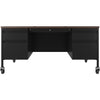 Lorell Fortress Series Mobile Double-Pedestal Teachers Desk - 60'' x 30''29.5'' - Box, File Drawer(s) - Double Pedestal - T-mold Edge