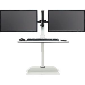 Safco Desktop Sit-Stand Desk Riser - Up to 27'' Screen Support - 28 lb Load Capacity - 37.2'' Height x 27.3'' Width x 21.8'' Depth - Desktop - Steel - White