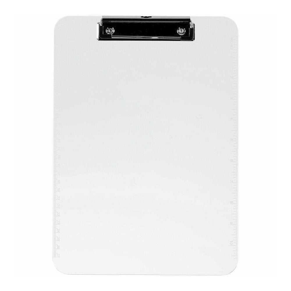 Business Source Flat Clip Clipboard - 9'' x 12'' Sheet Size - Plastic - Clear - 6 / Bundle