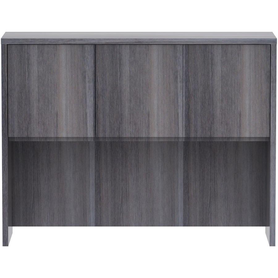 Lorell Essentials Series Stack-on Hutch with Doors - 48'' x 15''36'' - 3 Door(s) - Finish: Weathered Charcoal Laminate