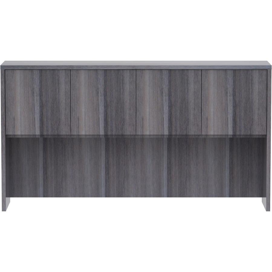 Lorell Essentials Series Stack-on Hutch with Doors - 66'' x 15''36'' - 4 Door(s) - Finish: Weathered Charcoal Laminate