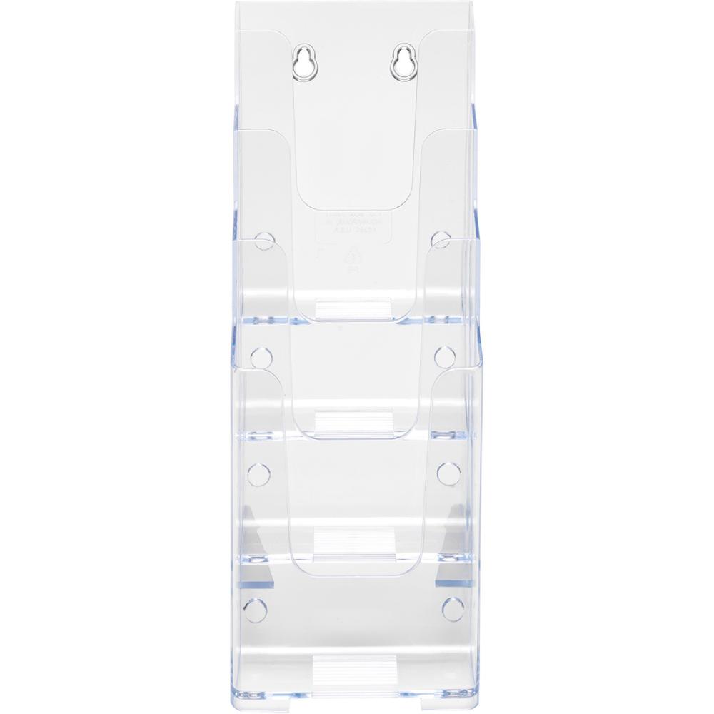 Deflecto Multi-Compartment DocuHolder - 4 Pocket(s) - 4 Tier(s) - 10'' Height x 4.9'' Width x 8'' DepthDesktop - Leaflet Size - Clear - Plastic - 1 Each - deflecto