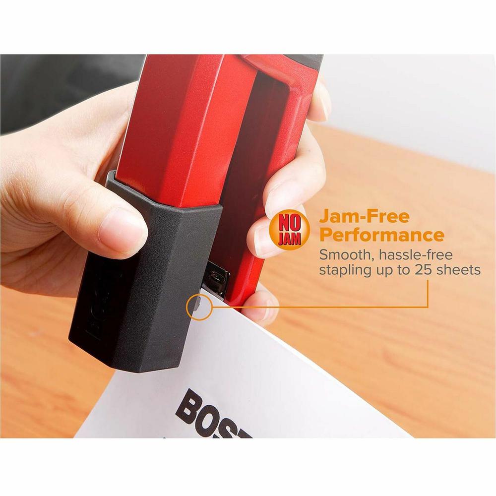 Bostitch Epic Antimicrobial Office Stapler - 25 Sheets Capacity - 210 Staple Capacity - Full Strip - 1 Each - Red