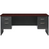 Lorell Fortress Modular Series Double-pedestal Credenza - 72'' x 24'' , 1.1'' Top - 2 x Box, File Drawer(s) - Double Pedestal - Material: Steel - Finish: Mahogany Laminate, Charcoal - Scratch Resistant,